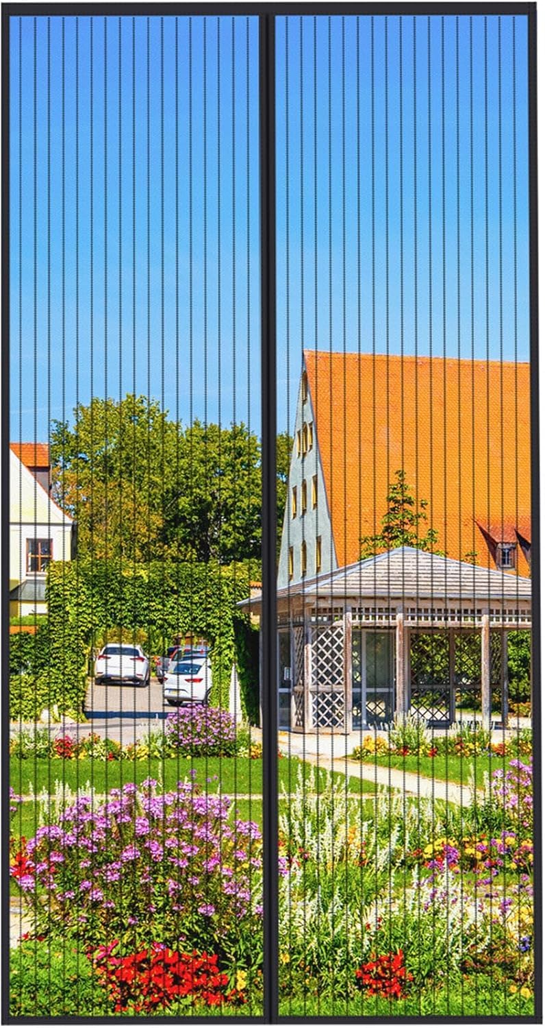 Magnetisches Fliegengitter für Balkontüren, Schwarz Gestreift 100x220cm