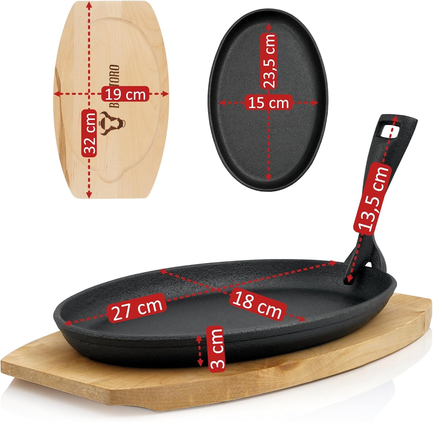 Gusseisen Servierpfännchen-Set, 4 Gusseisen