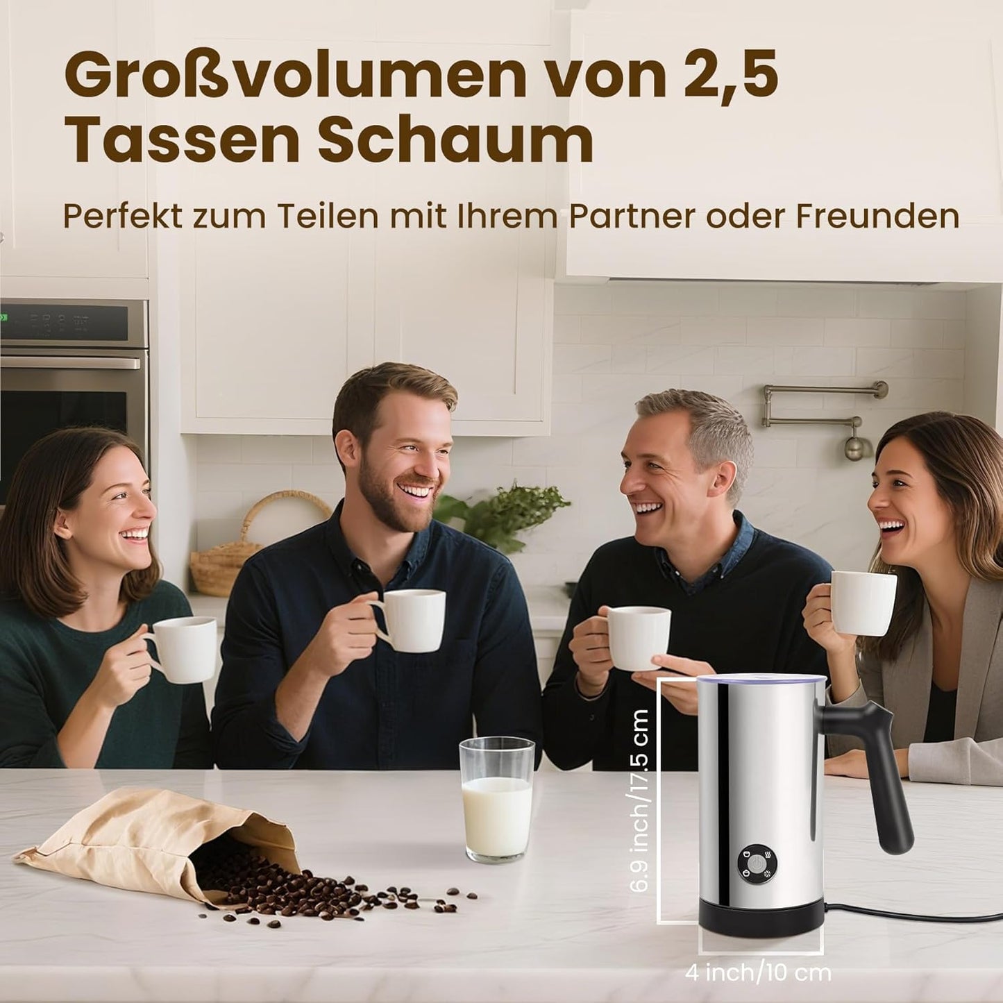 Elektrischer 4-in-1 Milchaufschäumer