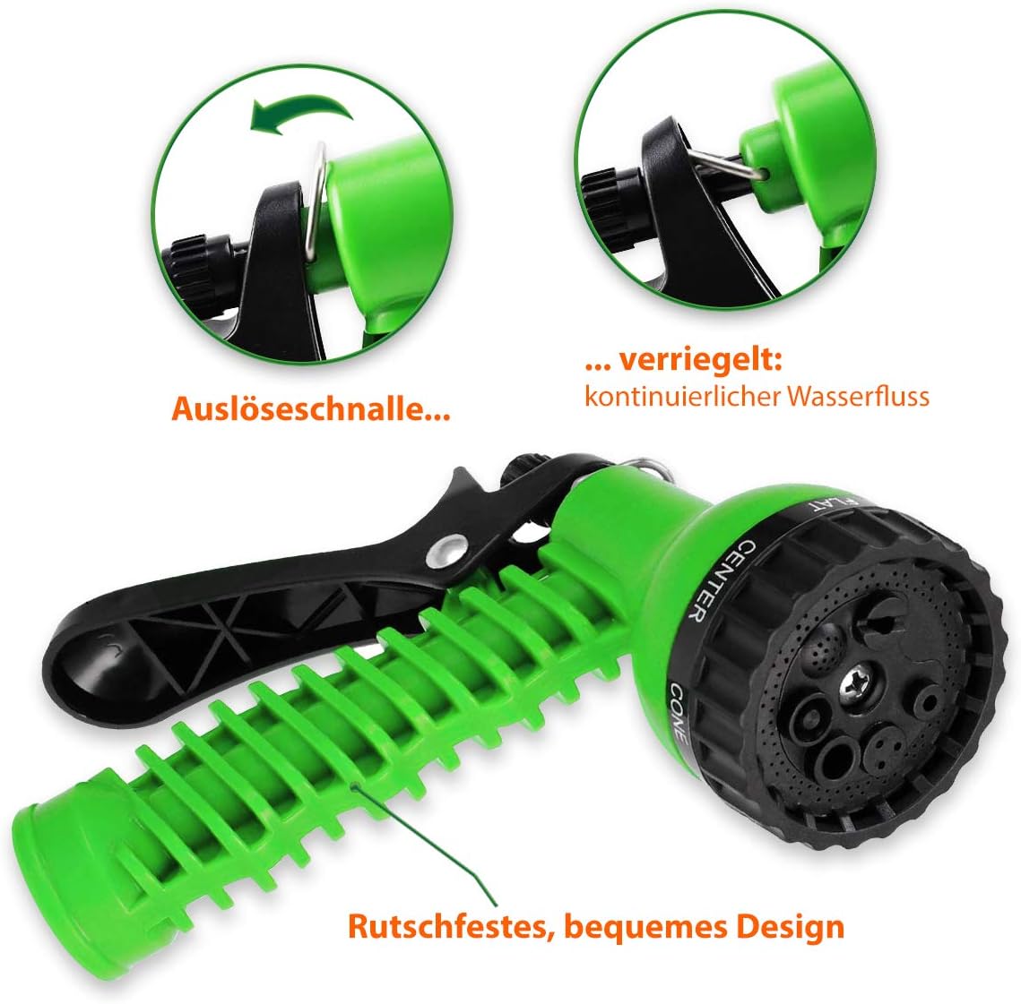 Flexibler Gartenschlauch, dehnbar bis 7,5m, 7.5m - 25ft, Grün