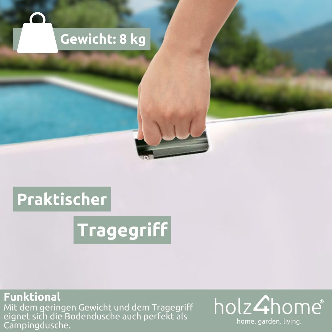 Bodendusche als Gartendusche oder Pooldusche, Eckig WPC