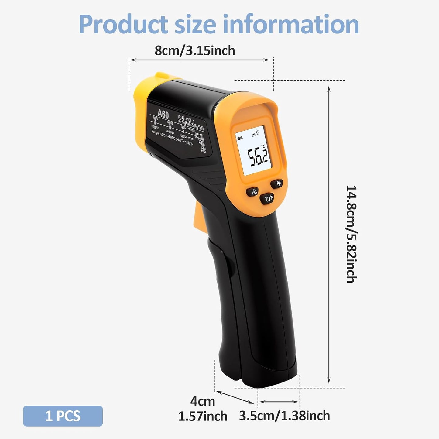 Infrarot-Thermometer mit LCD-Display, Gelb