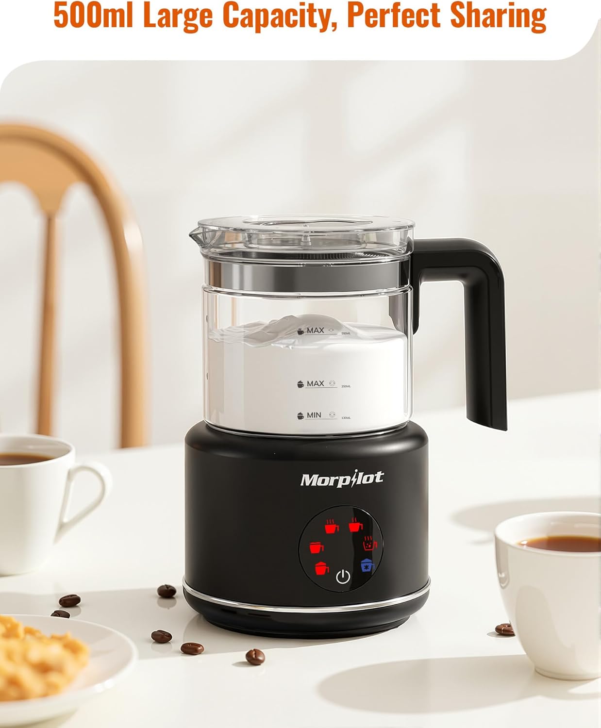 6-in-1 Milchaufschäumer HS010-G, 500ml Schwarz