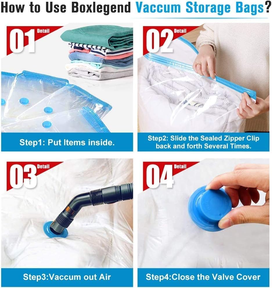 Vakuumbeutel-Set für Kleidung (15 Stück), 15 Stück (1XXL,2XL,5L,5M,2S)