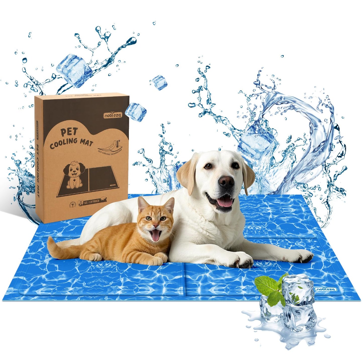 Selbstkühlende Hundematte, L 120 x B 80 x H 2 cm Blau