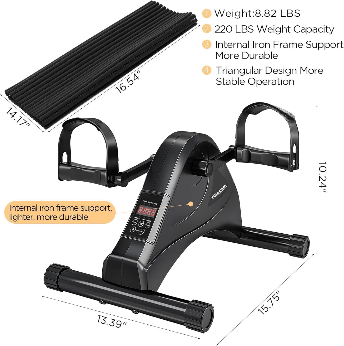 Pedaltrainer mit Motor & 6 Geschwindigkeiten, Schwarz