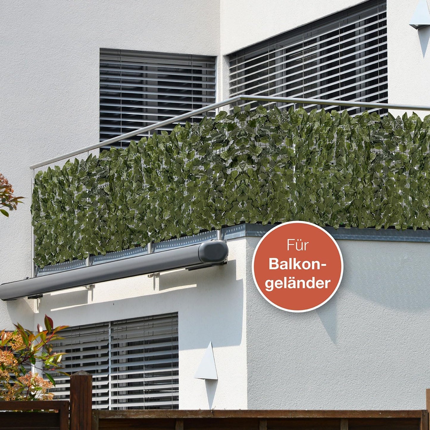 Balkonsichtschutz Blätteroptik, L300 x H100 cm