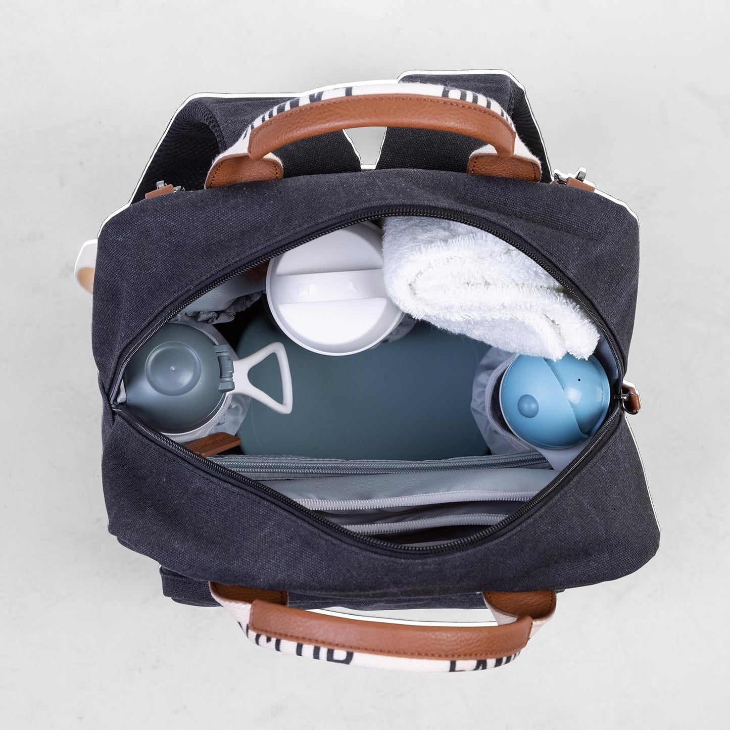 Wickelrucksack mit 11 Fächern und Isotherm-Taschen, Noir