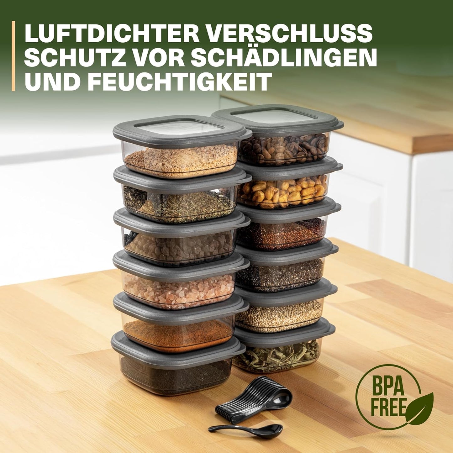 12er-Set Vorratsdosen, 12er Set 250ml Grau