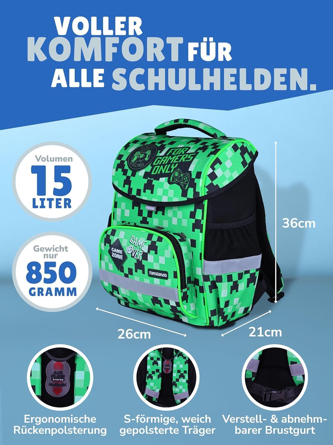 Basic Plus Schulranzen-Set, 9-teilig, mit Reflektoren, 9-teilig