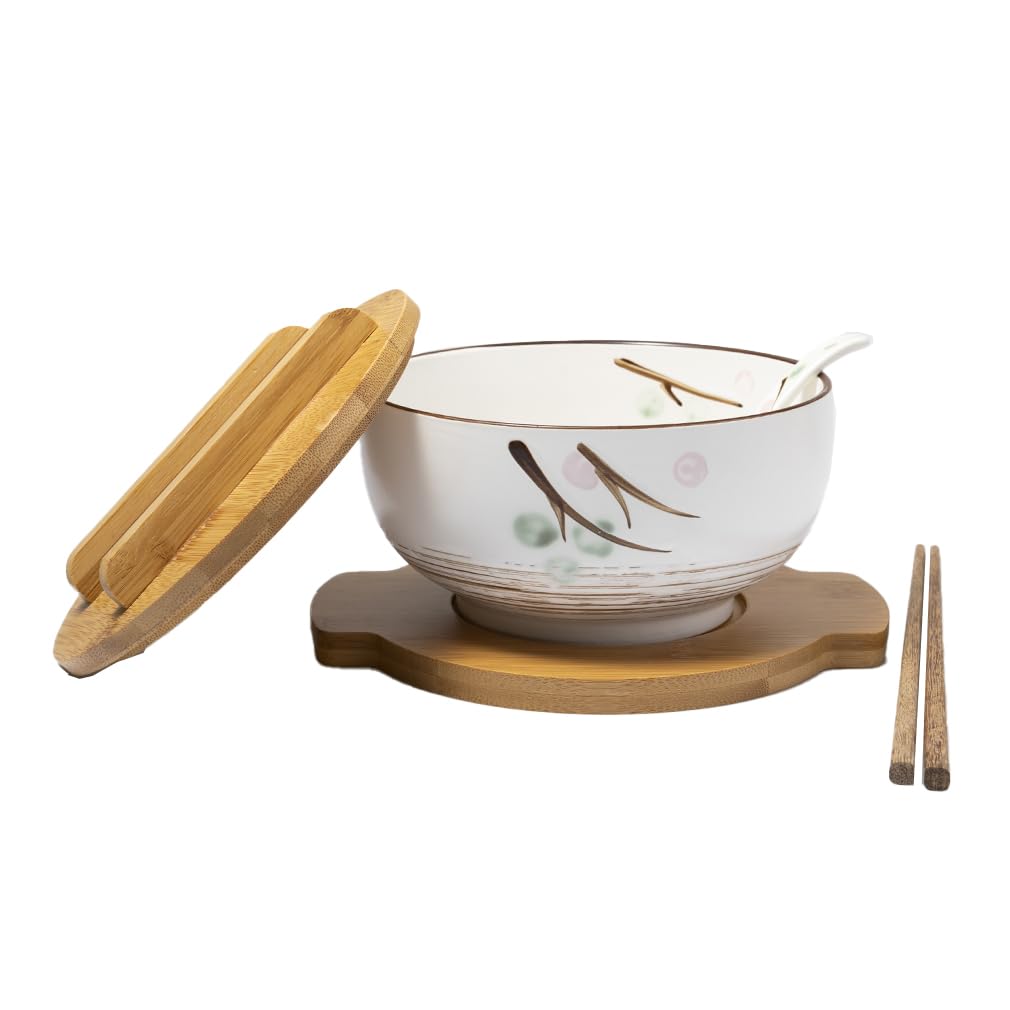Ramen-Schüssel mit Zubehör, Zen-weiss