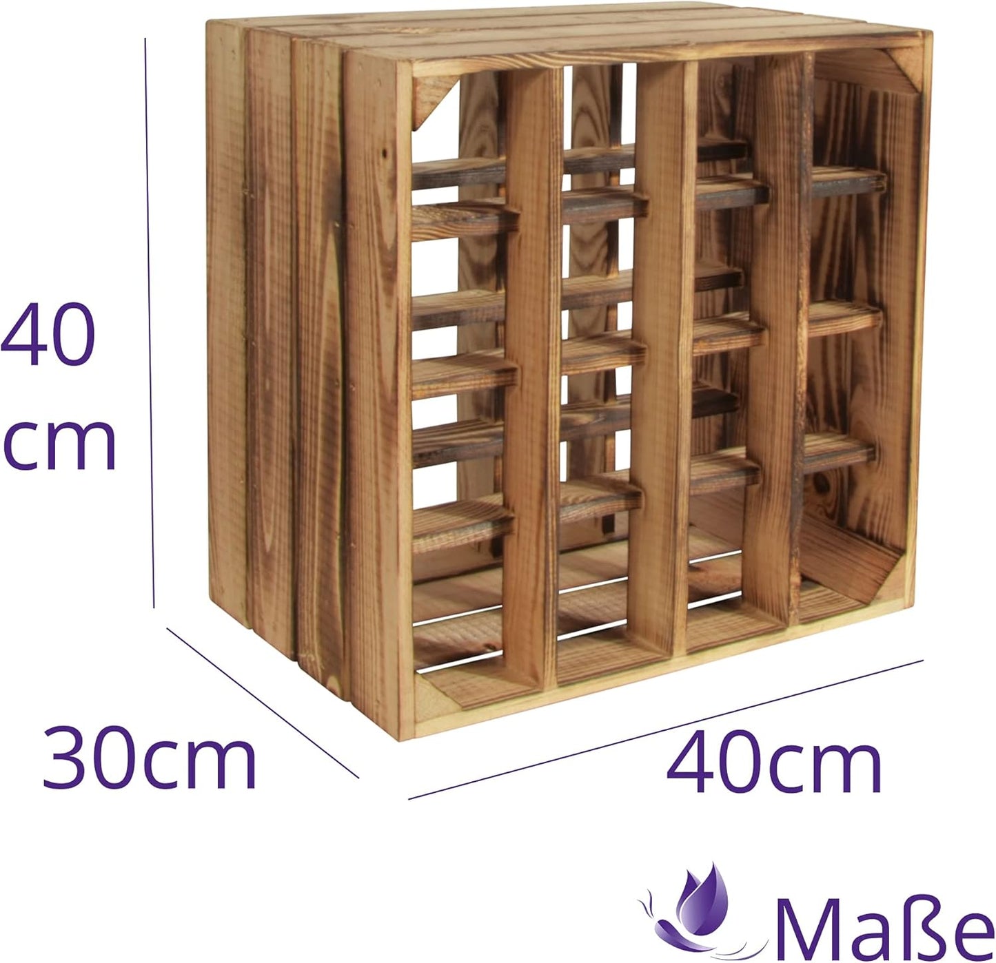 3er-Set Weinregal Wino aus Holzkiste, 3 + Geflammt Regal