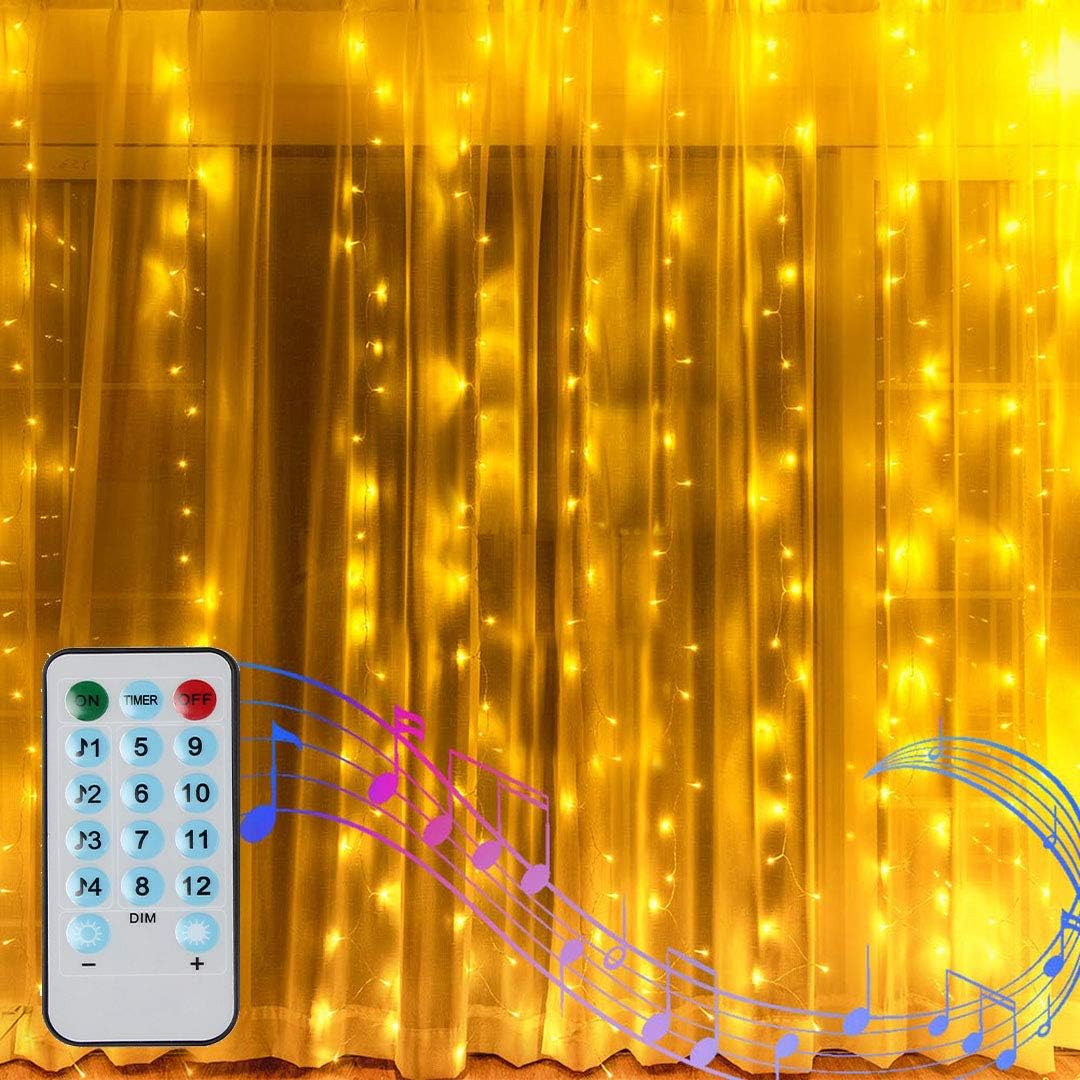Lichtervorhang mit Musik-Synchronisation, 2x2m, Warmweiss