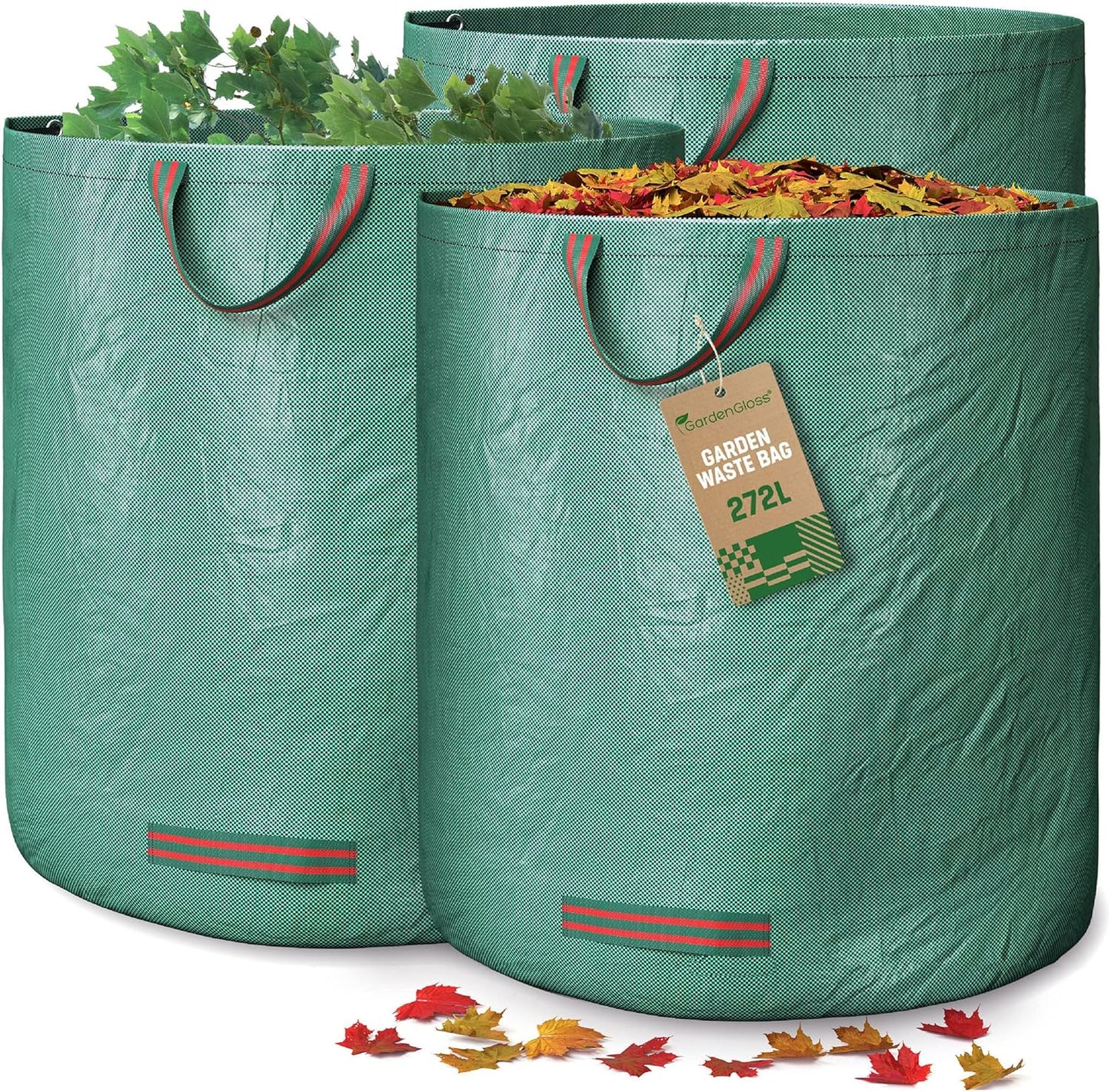 3-teiliges Gartenabfallsäcke-Set mit Griffen, 3