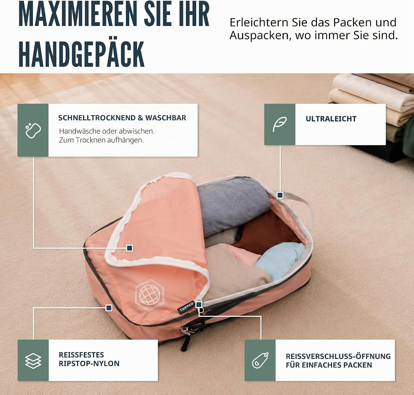 Kompressions-Packwürfel-Set, Dusty Rose 6Piece
