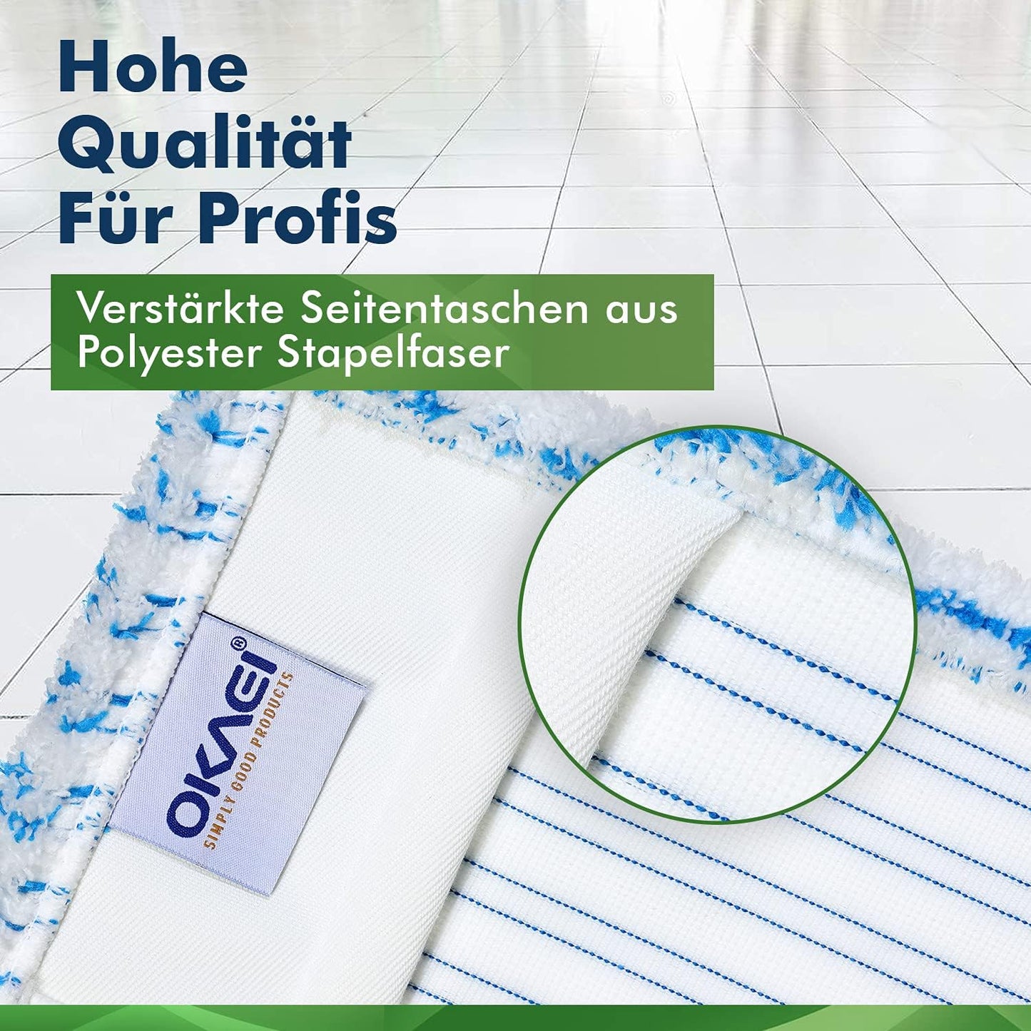 10er Wischmopp-Bezug Set, 40 cm, 40 cm Micro Blau