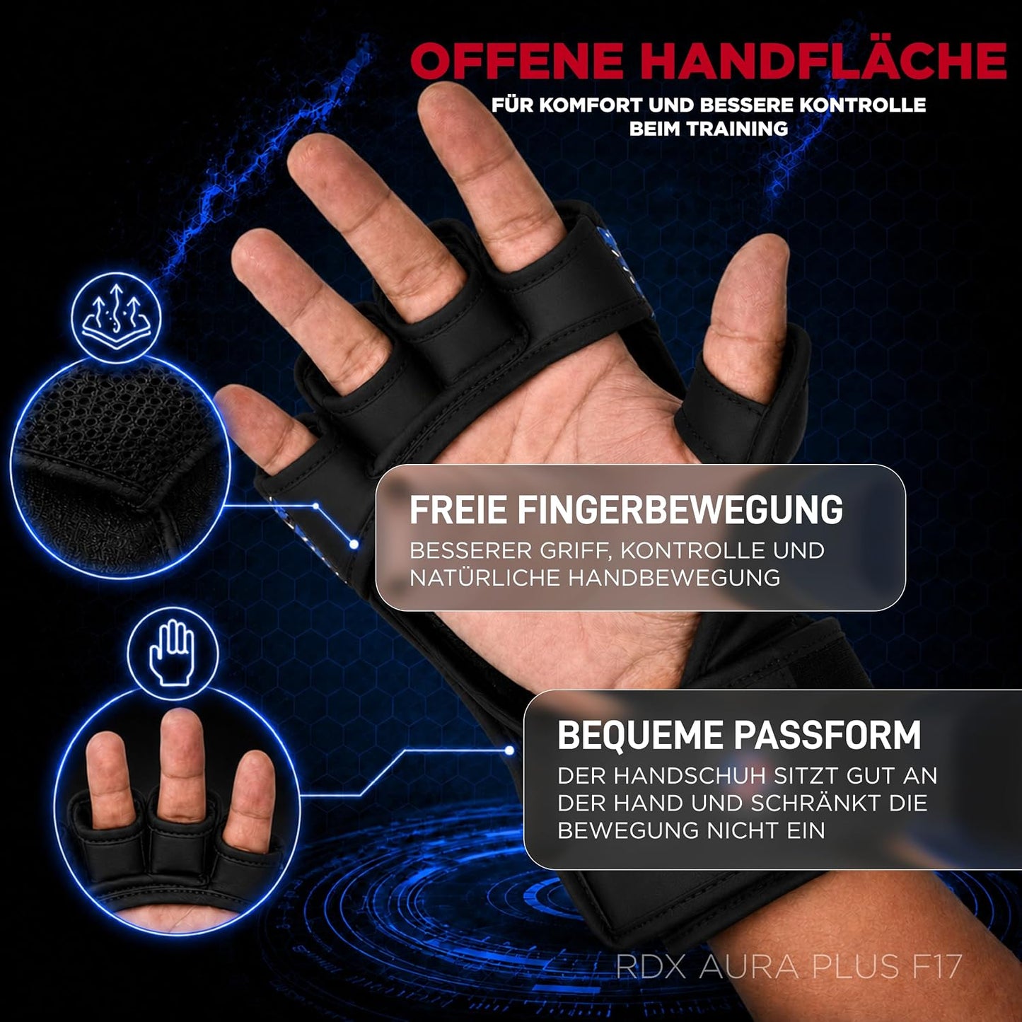 Grappling MMA Sparring Handschuhe, Black/Blue M