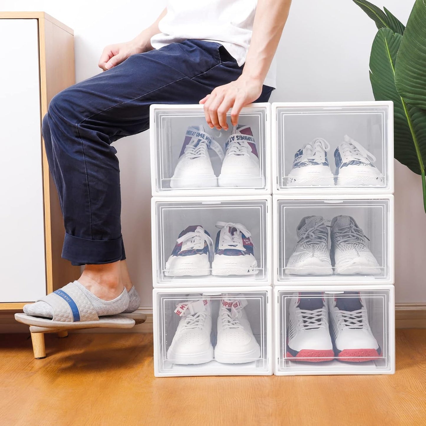 Stapelbare Schuhboxen-Set (3er Pack), 37 x 26 x 16 cm