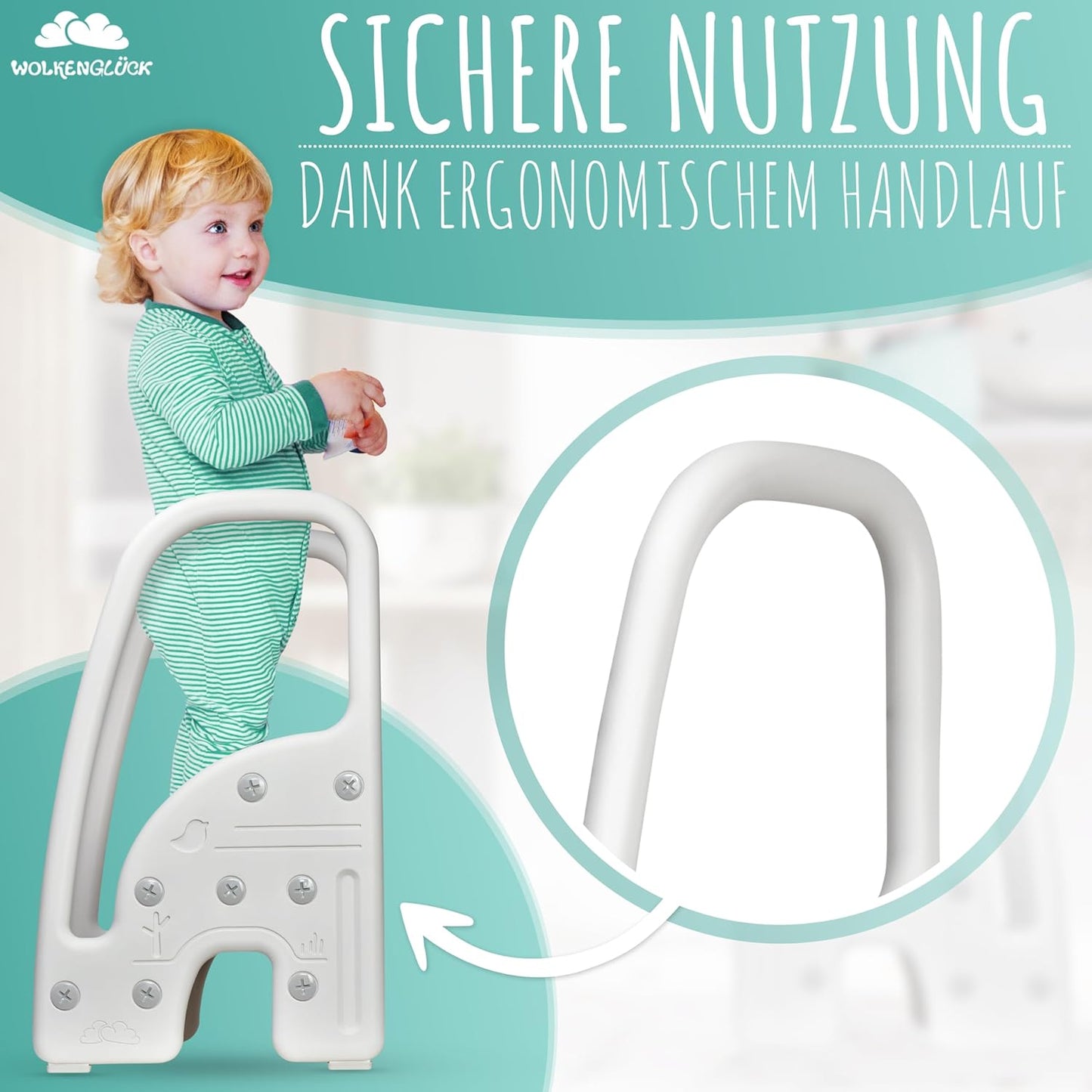 Tritthocker für Kinder, Grau