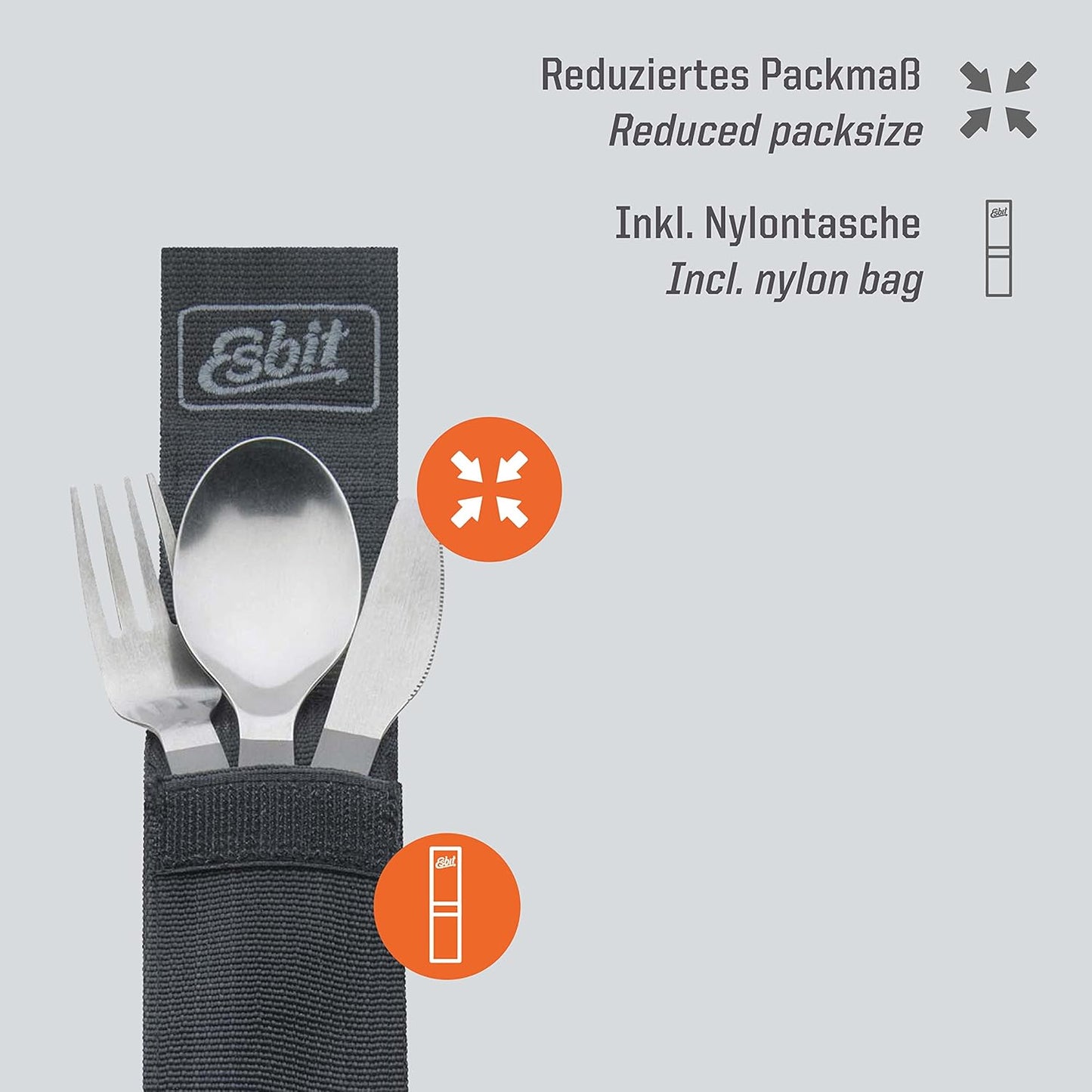 Titanbesteck 3-teiliges Set, ultraleicht, Silber
