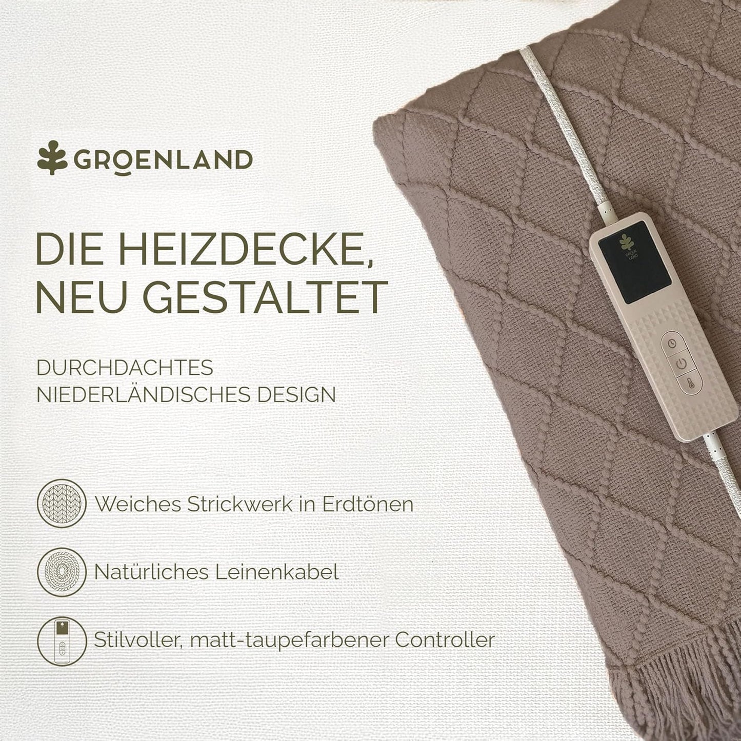 Sofa Heizdecke Bohem mit 9 Heizstufen & Auto-Off Timer, Umber Wood