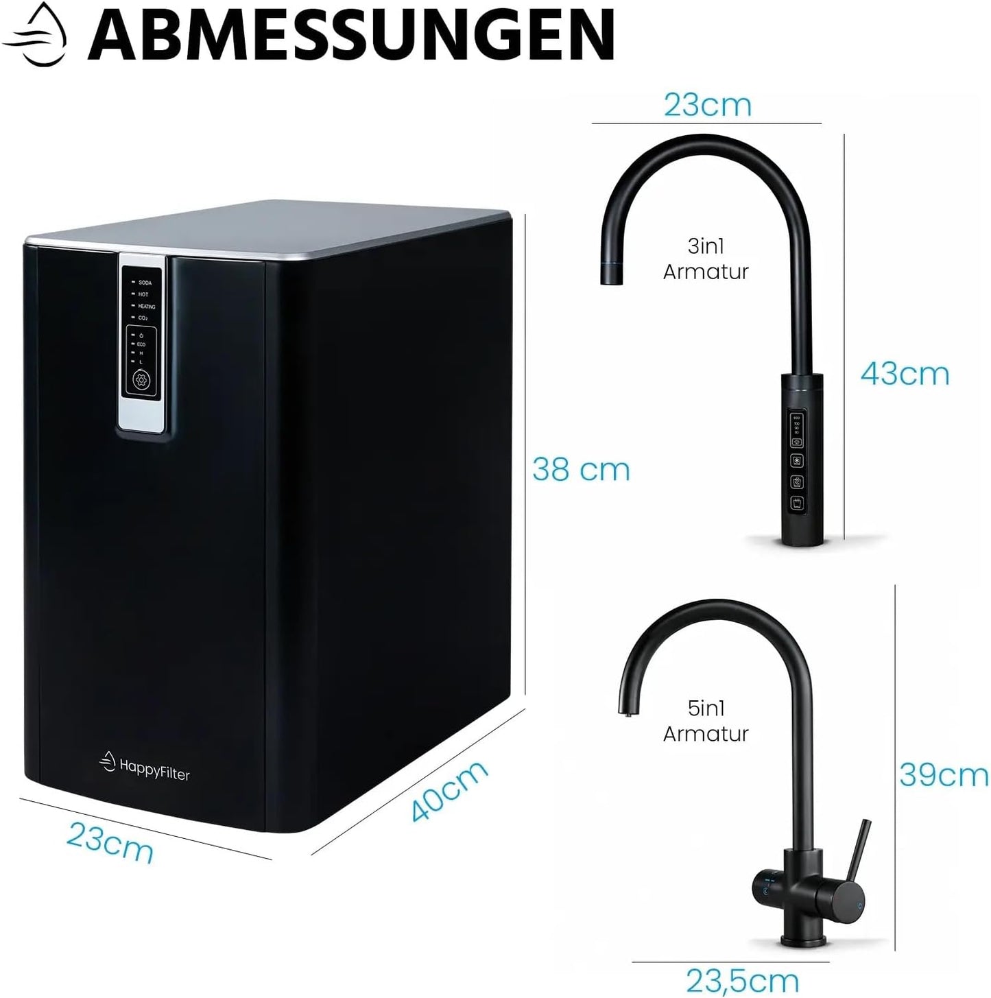5-in-1 Küchenarmatur-Set FizzRed mit Wassersprudler, Kalkfilter & CO2 Adapter, 5in1 chrom 2kg CO2