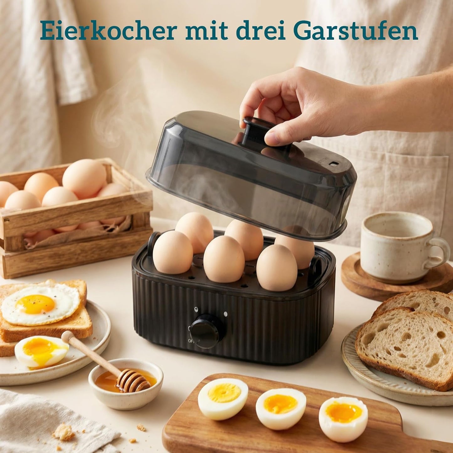 Frühstücksset mit Wasserkocher, Toaster und Eierkocher