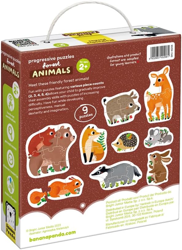 Puzzle Waldtiere, Forest Animals 2+