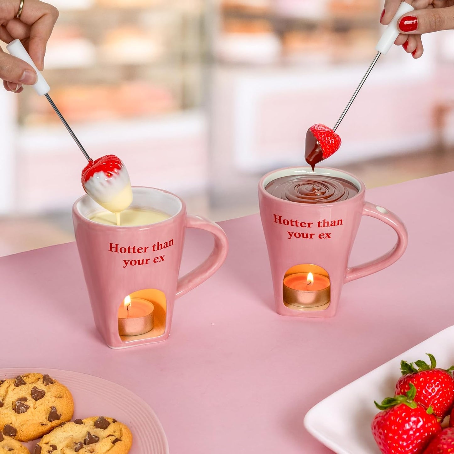 Fondue-Tasse für Schokolade und Käse, Hotter, Rosa