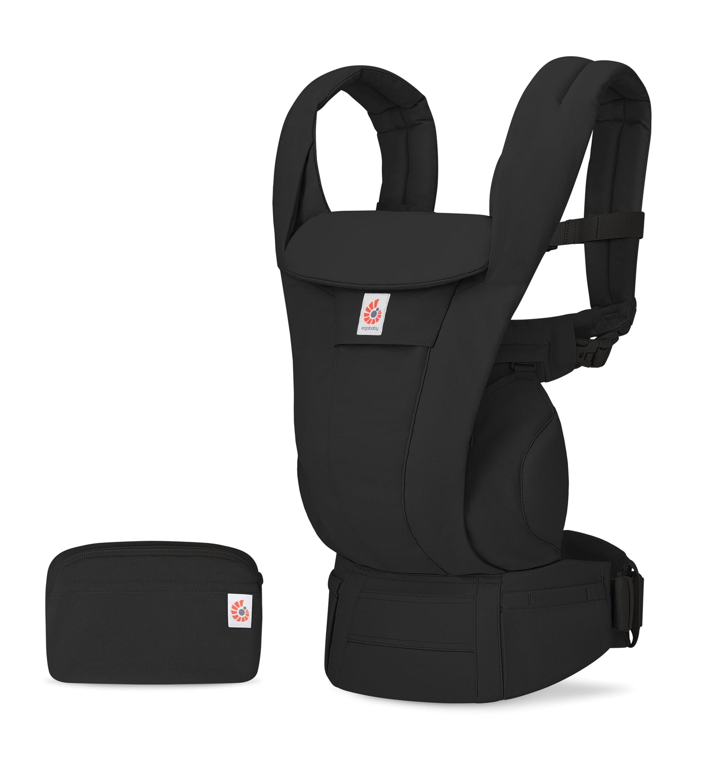 Ergonomische 4-Positionen Babytrage, Onyx Black Baumwolle