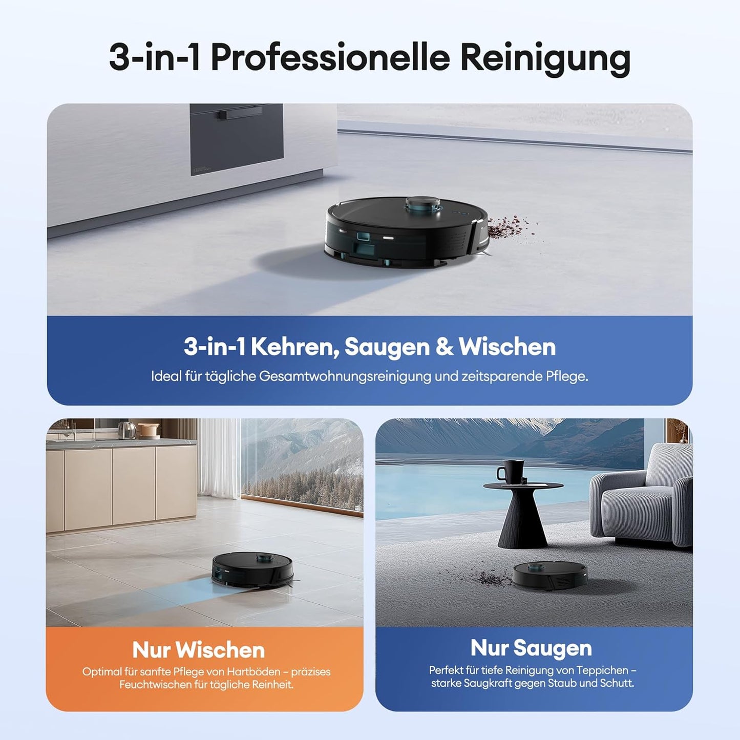 Saugroboter mit Wischfunktion, Schwarz
