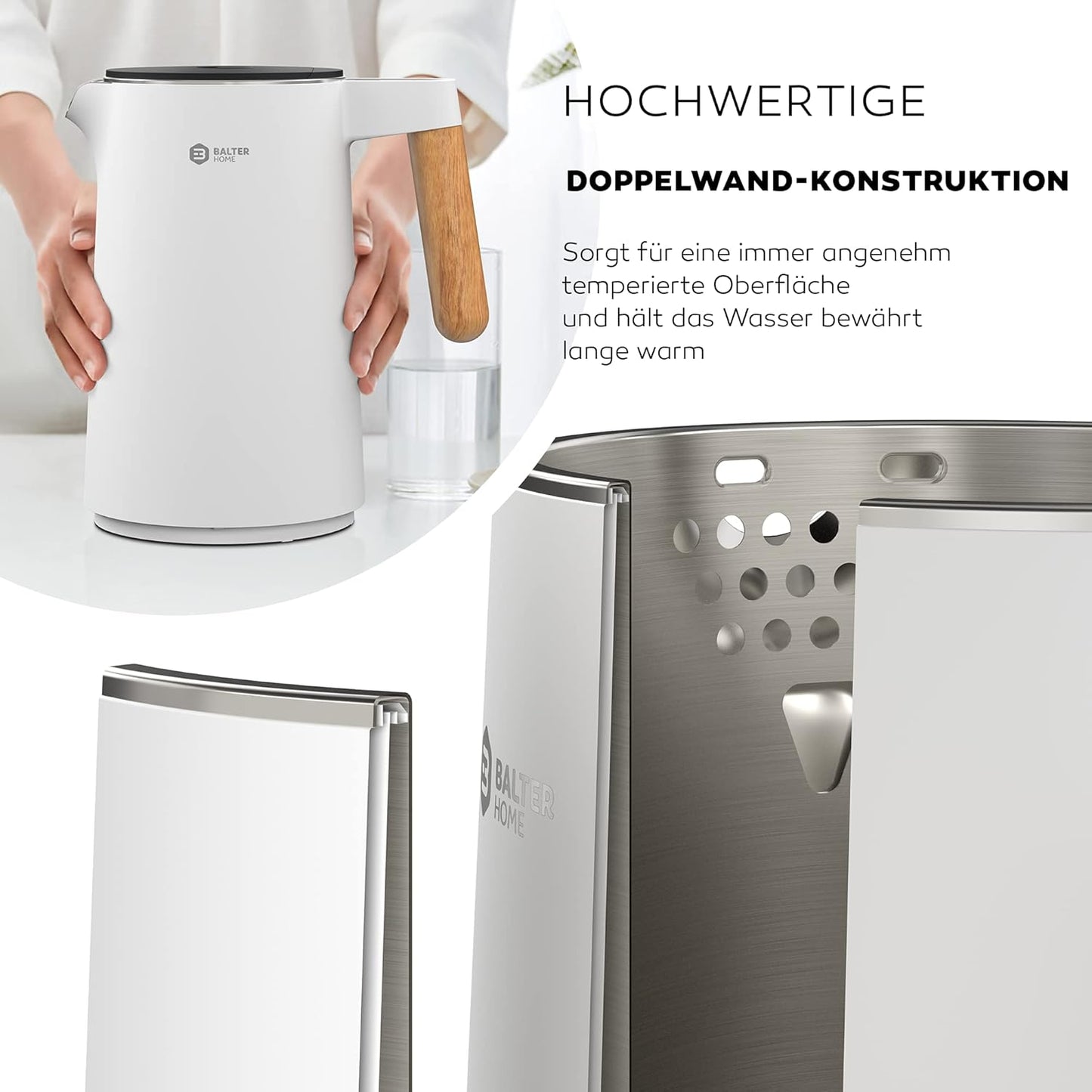 Wasserkocher mit Temperatureinstellung, Weiss
