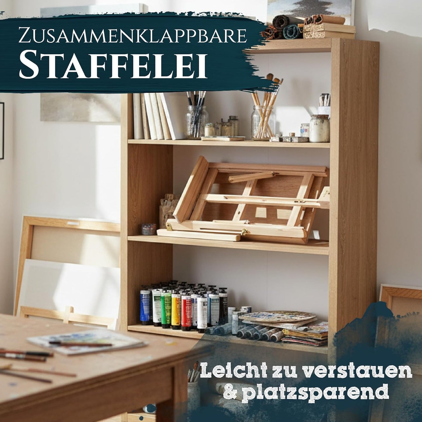 Verstellbare Tischstaffelei, Staffelei aus Kiefernholz