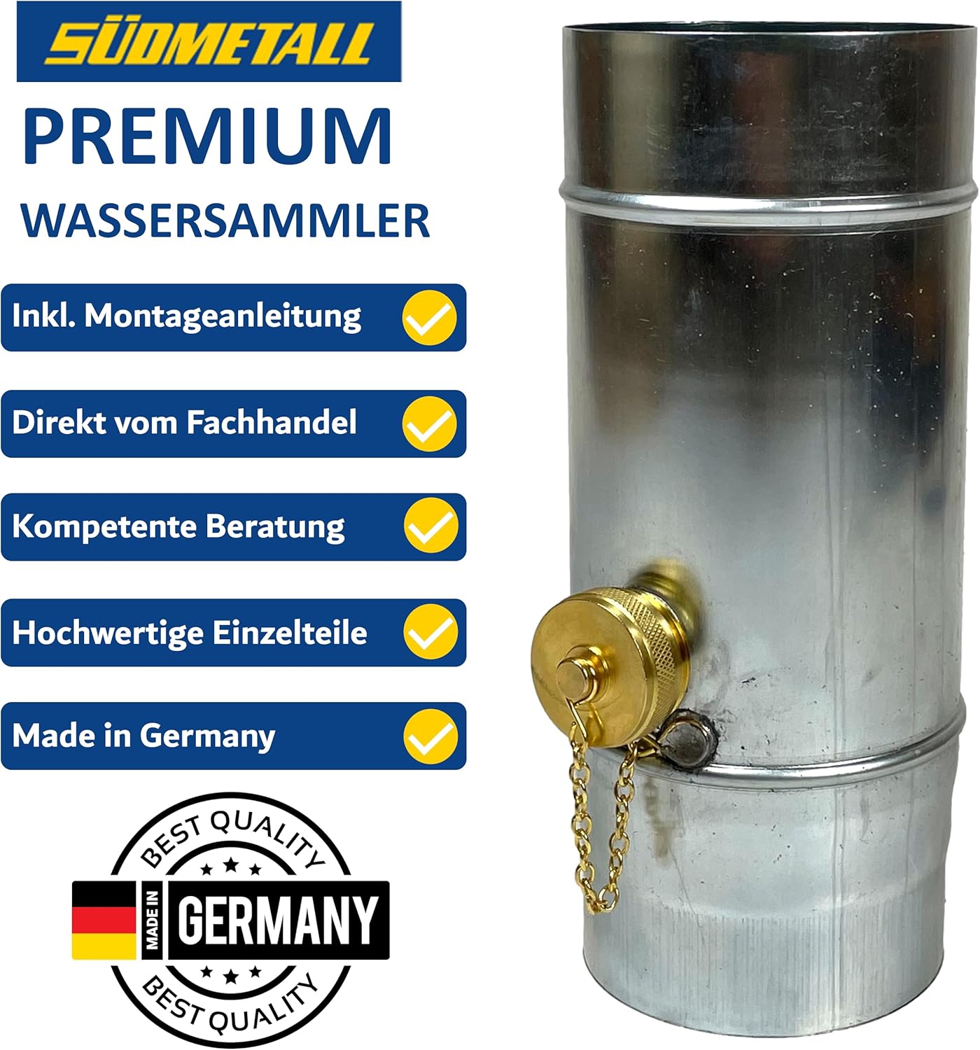 Regensammler mit Schlauch- und Fassanschluss, Titan-Zink 100 mm