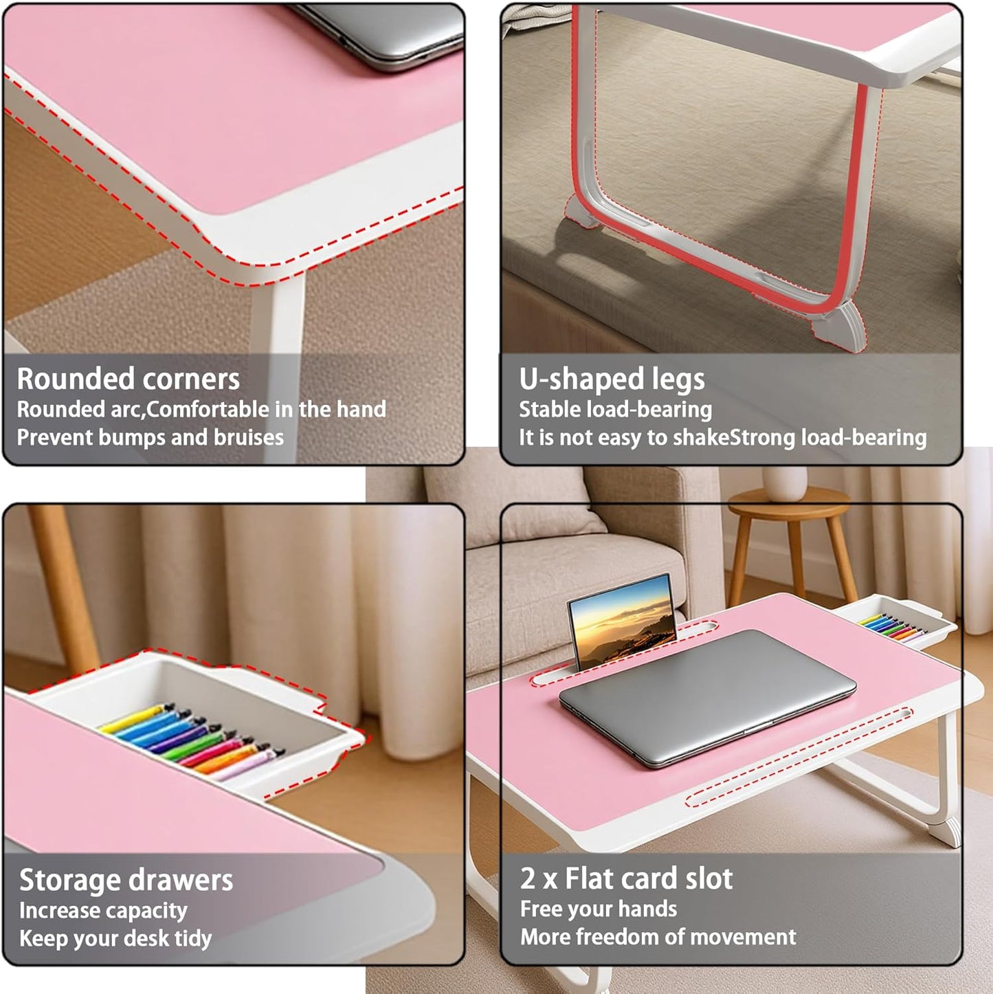 Laptop-Tisch mit Schublade, Rot