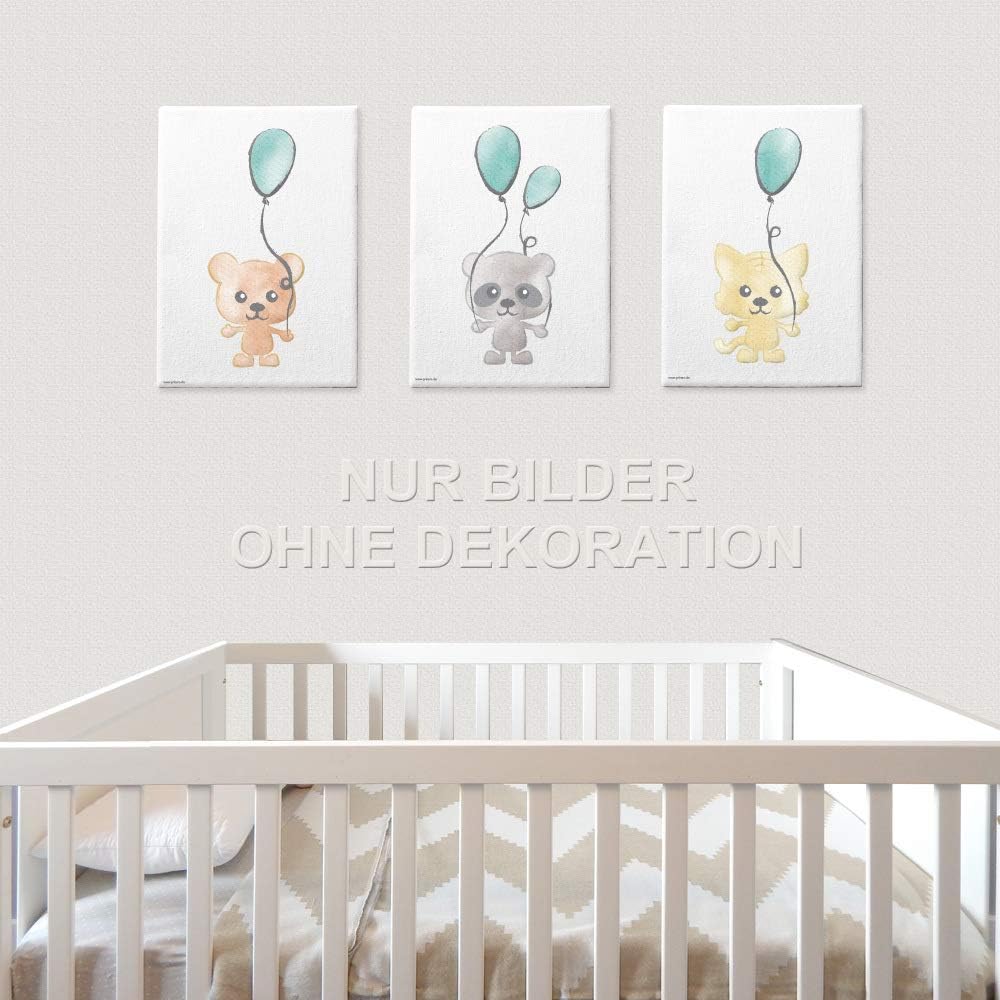 3er-Set Leinwand Tierkinder