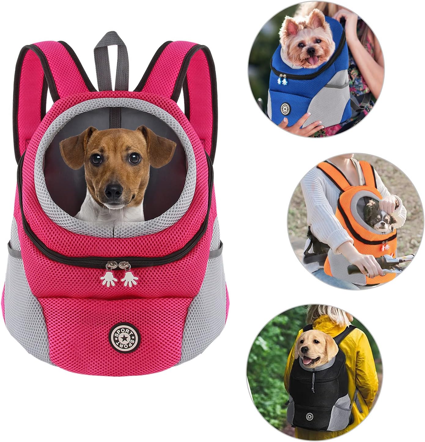 Hundetrage-Rucksack, Head-Out-Design, S Rosa Rot