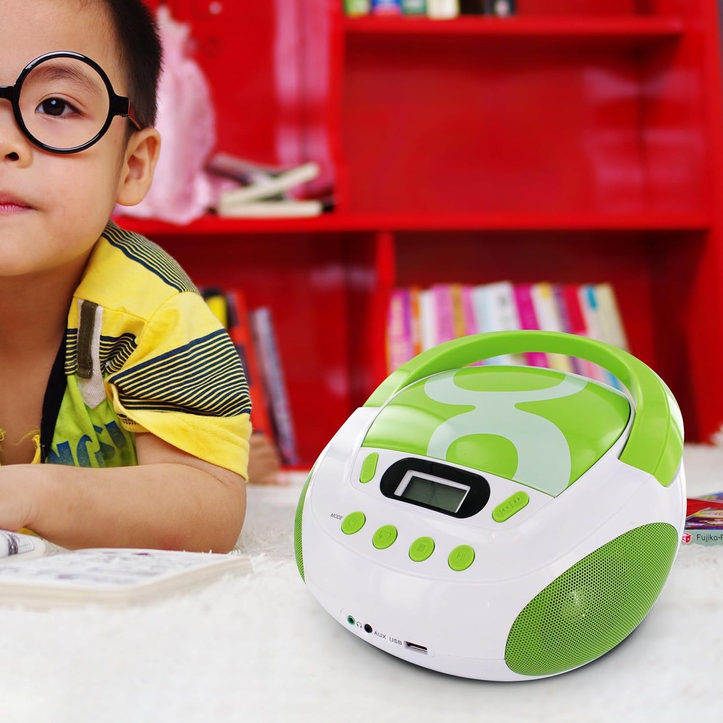 Tragbarer CD-/MP3-Player mit USB für Kinder, Gulli Grün