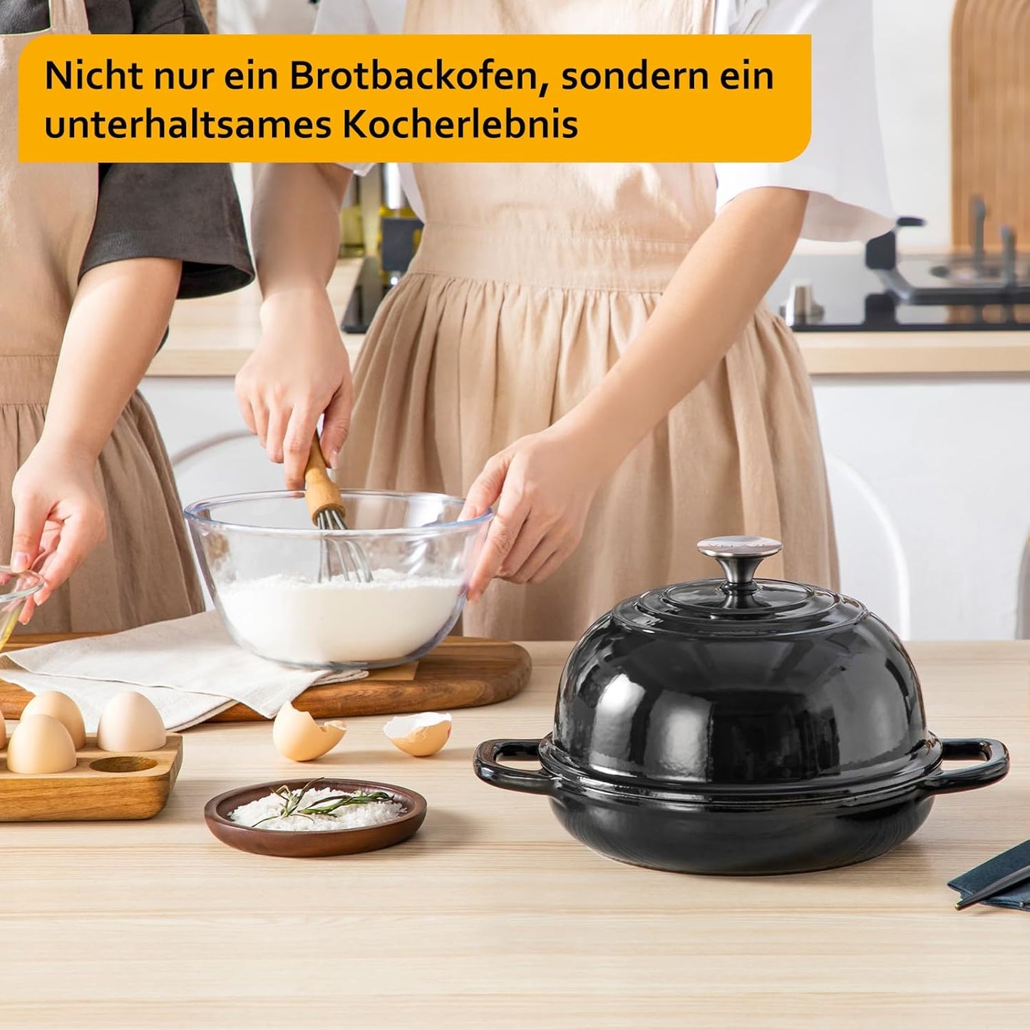 Brotbacktopf mit Deckel, Schwarz