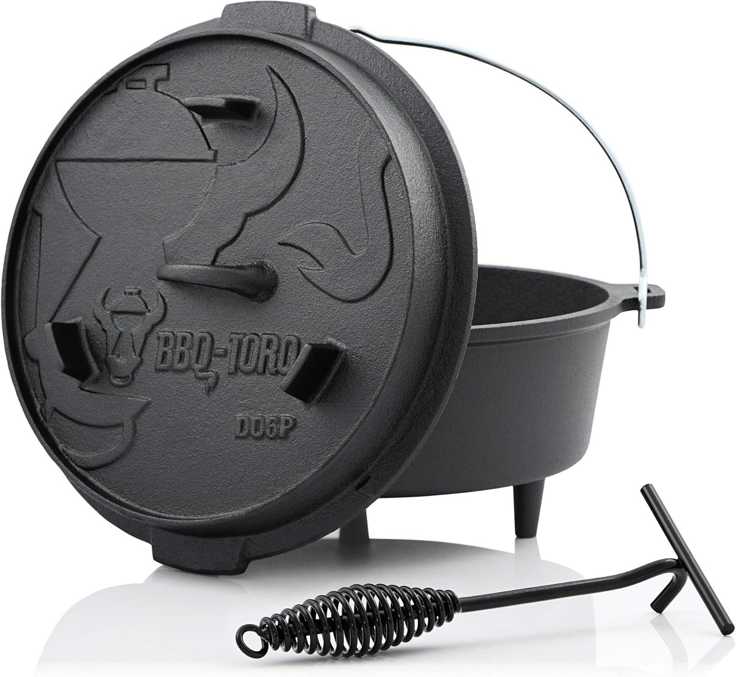 Premium Serie Dutch Oven, 7,3L mit Deckelheber, 7,3 Liter (DO6P) Topf mit Füsse