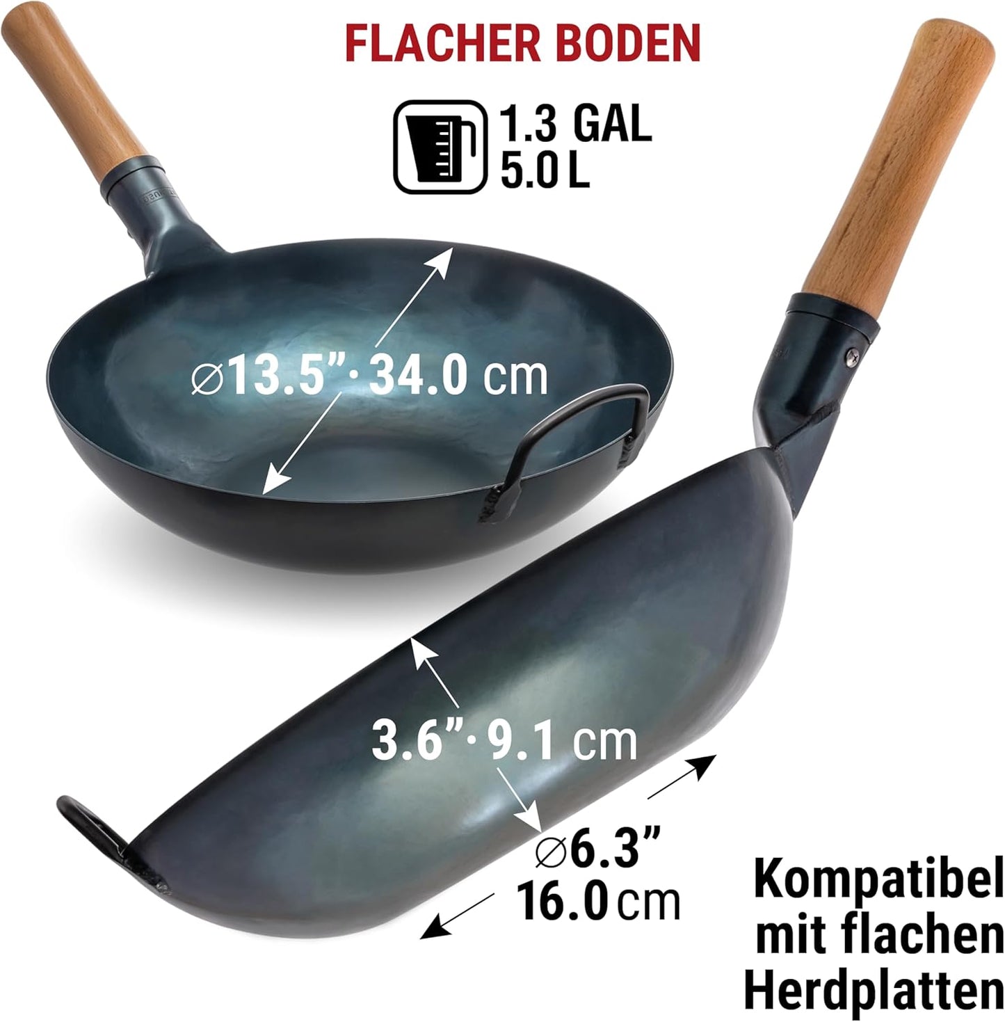 Wok Pfanne, 34 cm Blau
