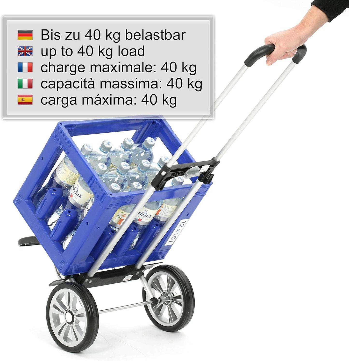 Höhenverstellbarer Einkaufstrolley Alu Star Shopper Tamo mit abnehmbarer 51 L Einkauftasche, Anthrazit