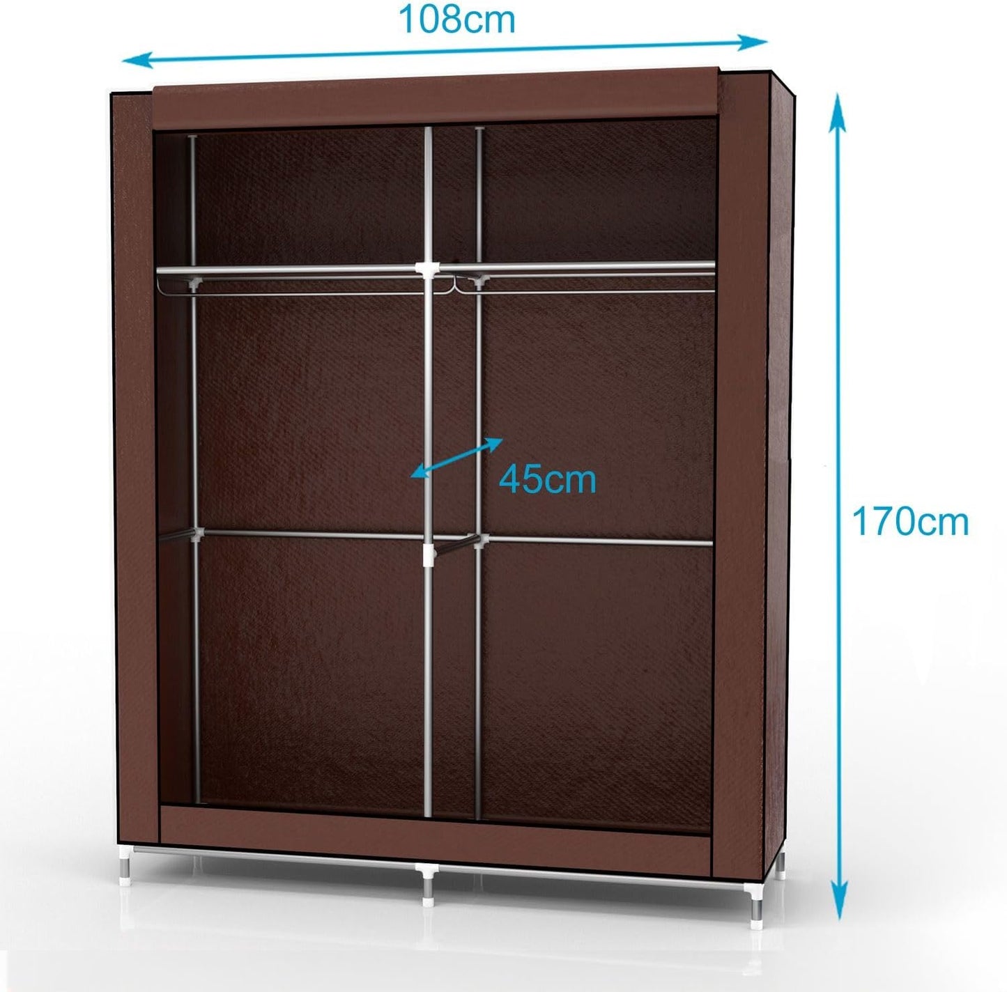 Faltschrank mit Reissverschluss und Kleiderstange, Biber Braun
