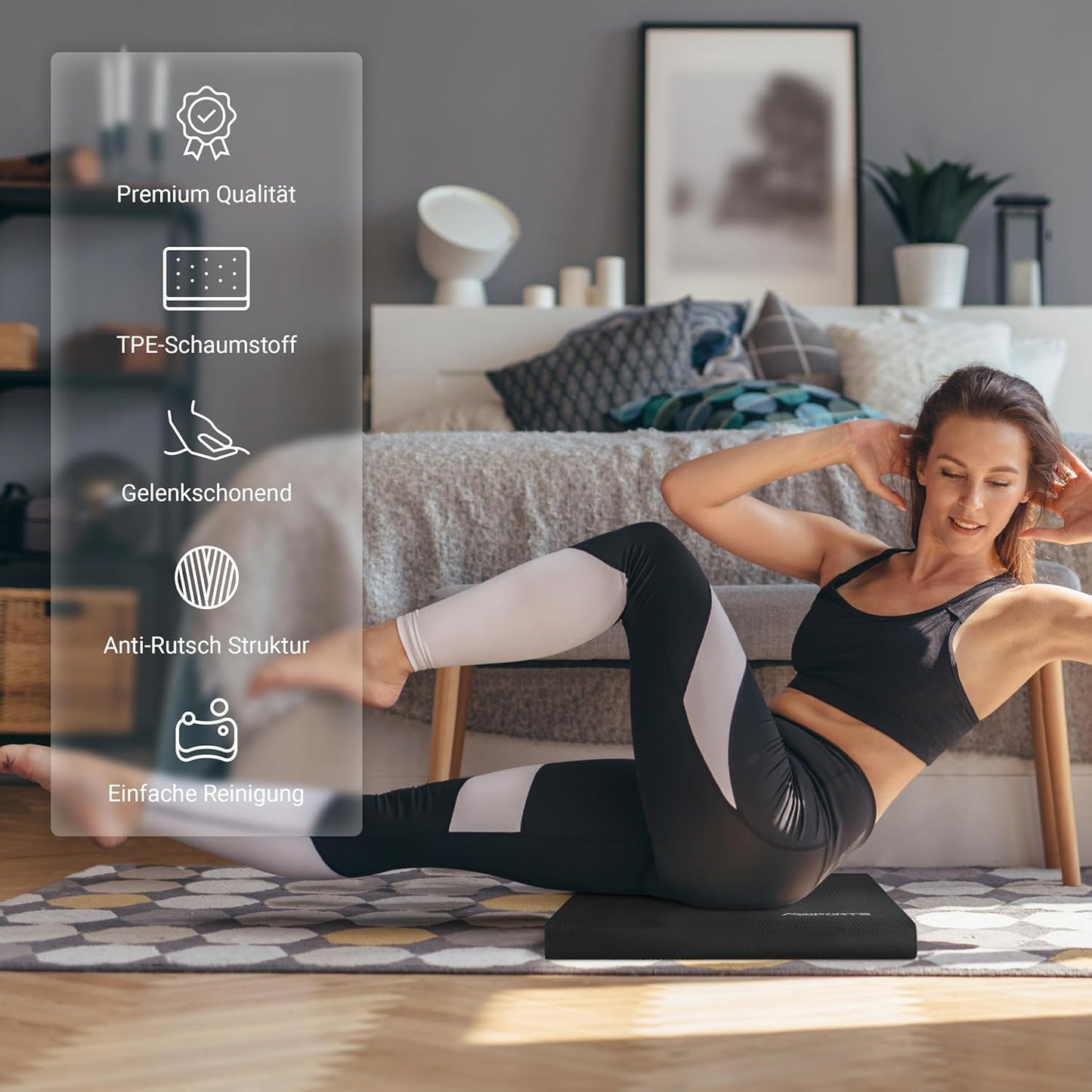 Balance Pad mit Übungsposter für Gleichgewichtstraining, Schwarz