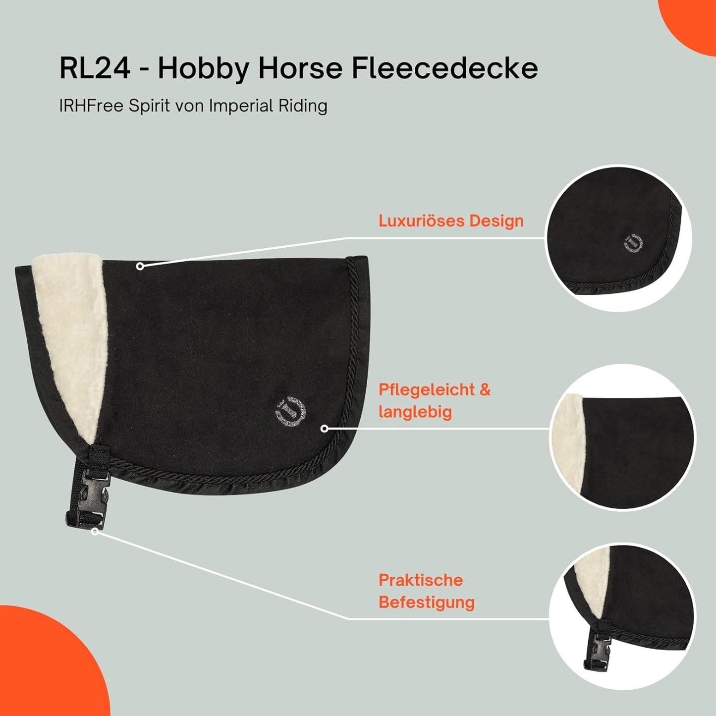 Hobby Horse Fleecedecke mit Pelzkragen und Clip-Verschluss, Fleecedecke (Schwarz Glitter)