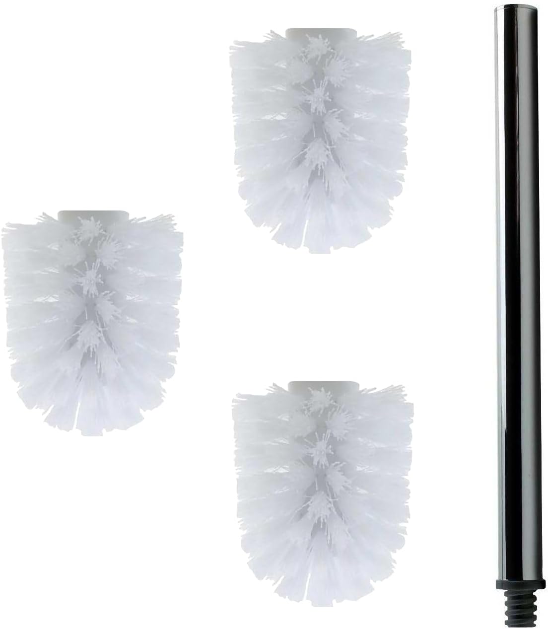 Ersatz WC-Bürstenkopf-Set, 3 Bürsten, 1 Griff, 3 Bürsten/1 Griff Weiß