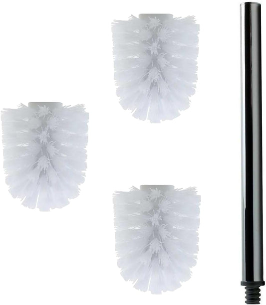 Ersatz WC-Bürstenkopf-Set, 3 Bürsten, 1 Griff, 3 Bürsten/1 Griff Weiß