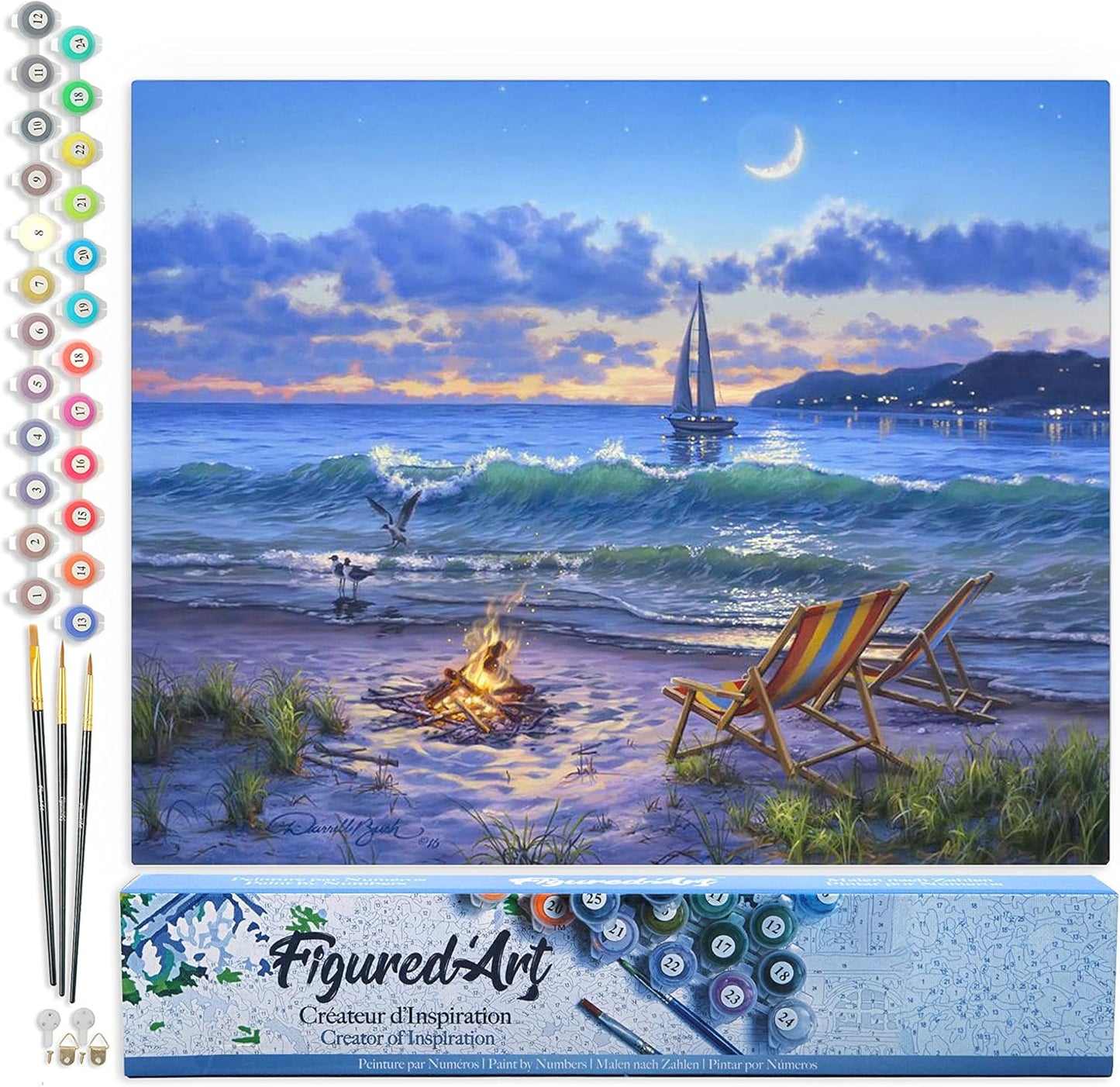 Malen nach Zahlen - Abendlicher Strandausblick, Abendlicher Strandausblick 40x50cm (Ohne Rahmen)
