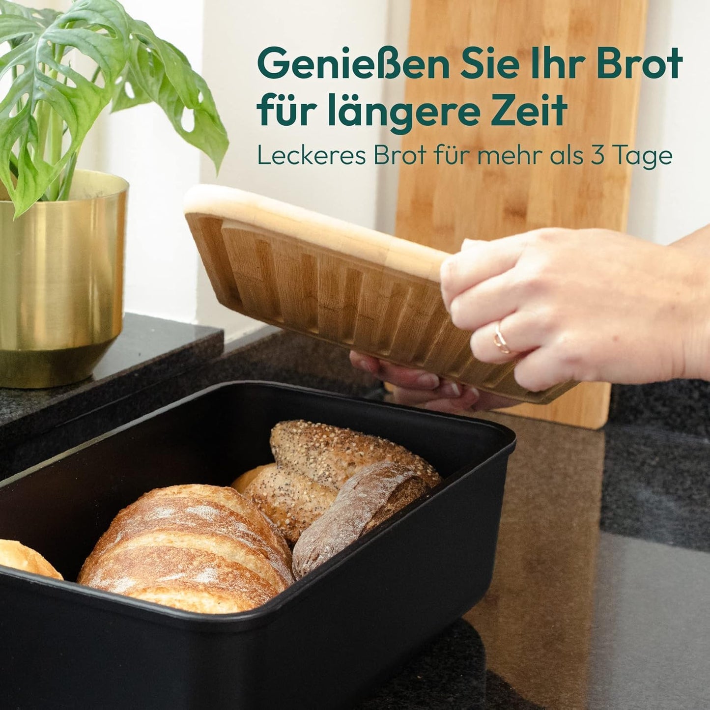 Brotkasten mit Schneidebrett, 2 in 1 Brotbrett und Behälter