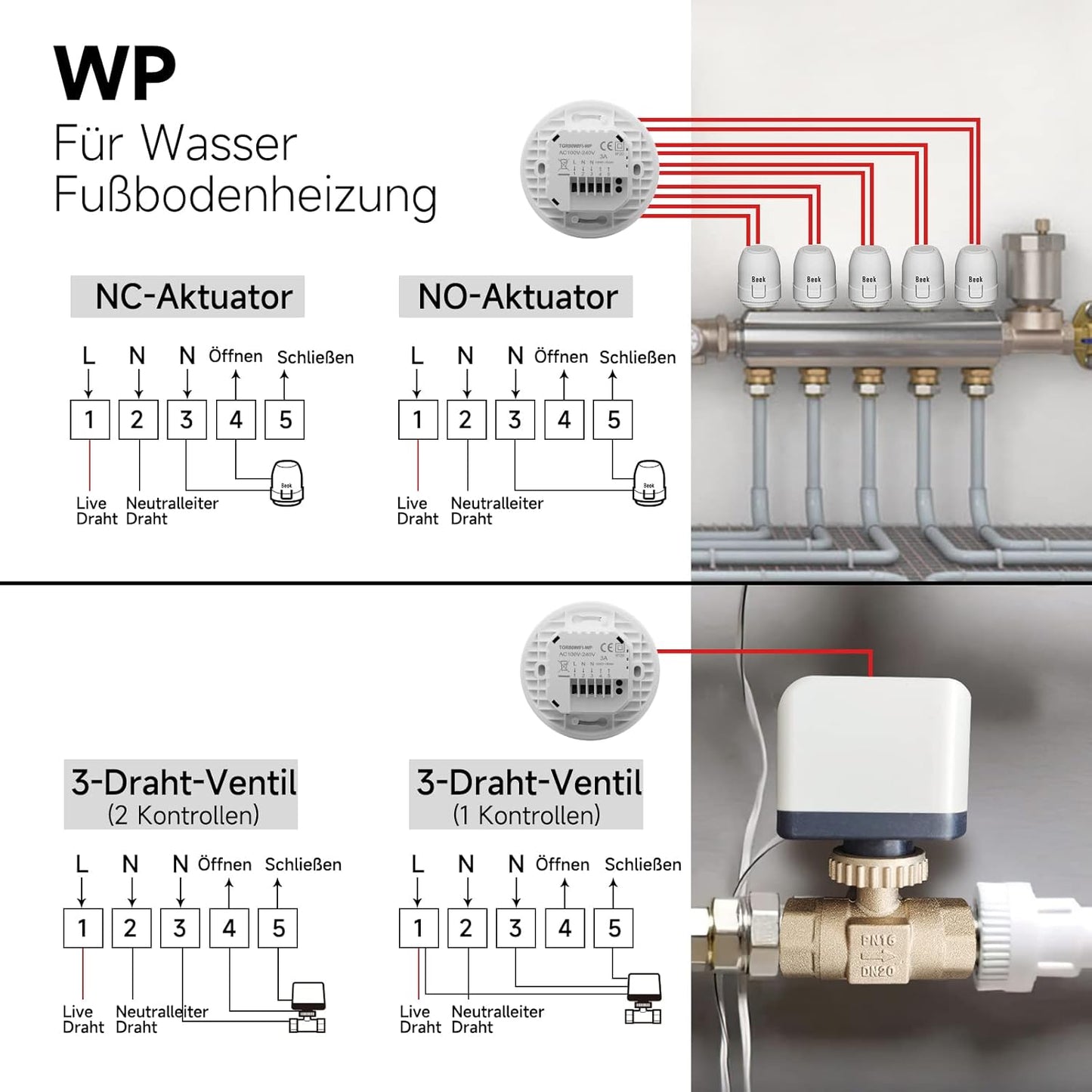 Thermostat TGR86WIFI-WP, Wasserheizung Thermostat 1Stk_WIFI